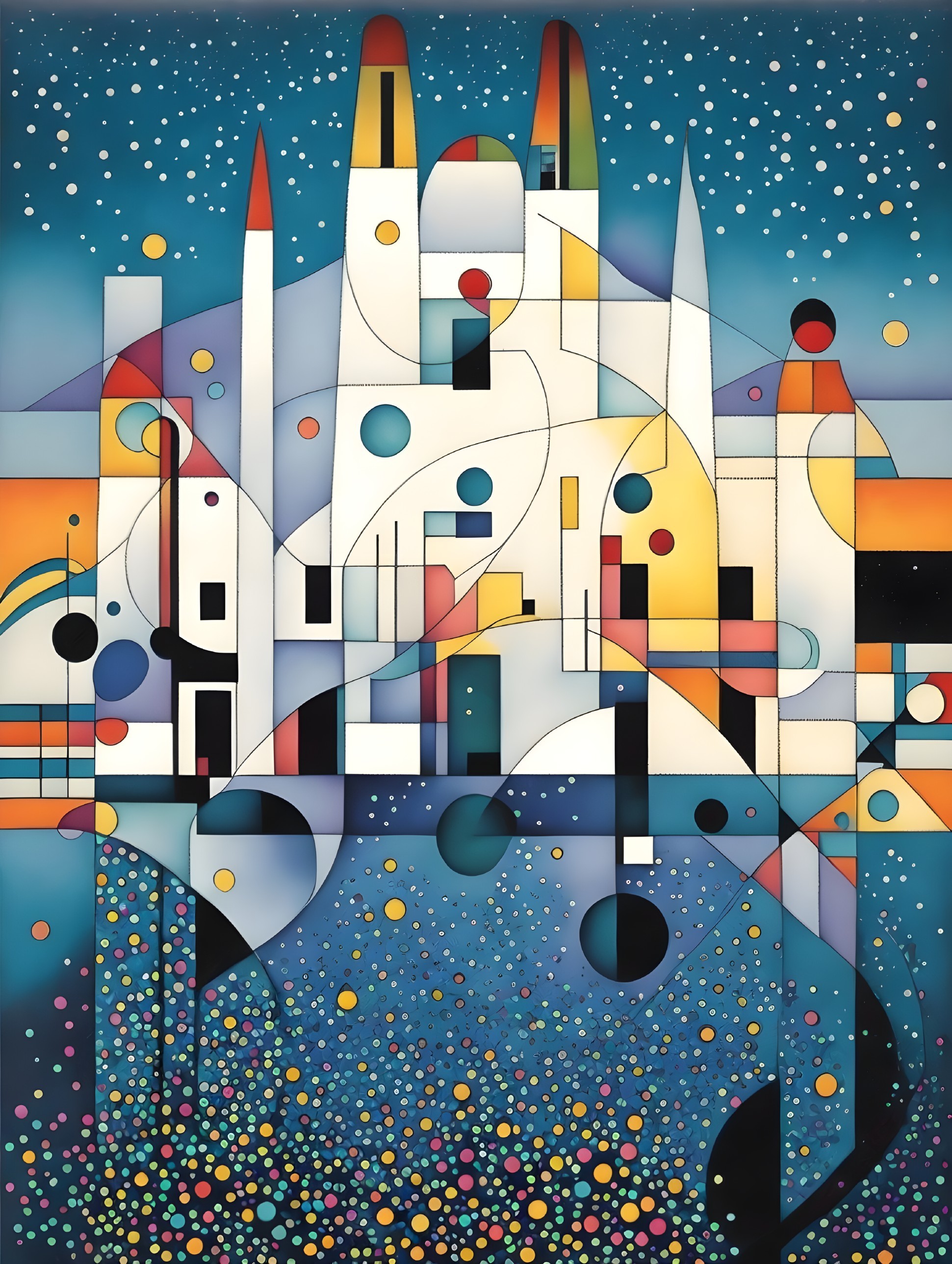 Vibrant Abstract Composition with Geometric Shapes