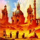 Fantastical Landscape with Ancient Architecture and Dunes