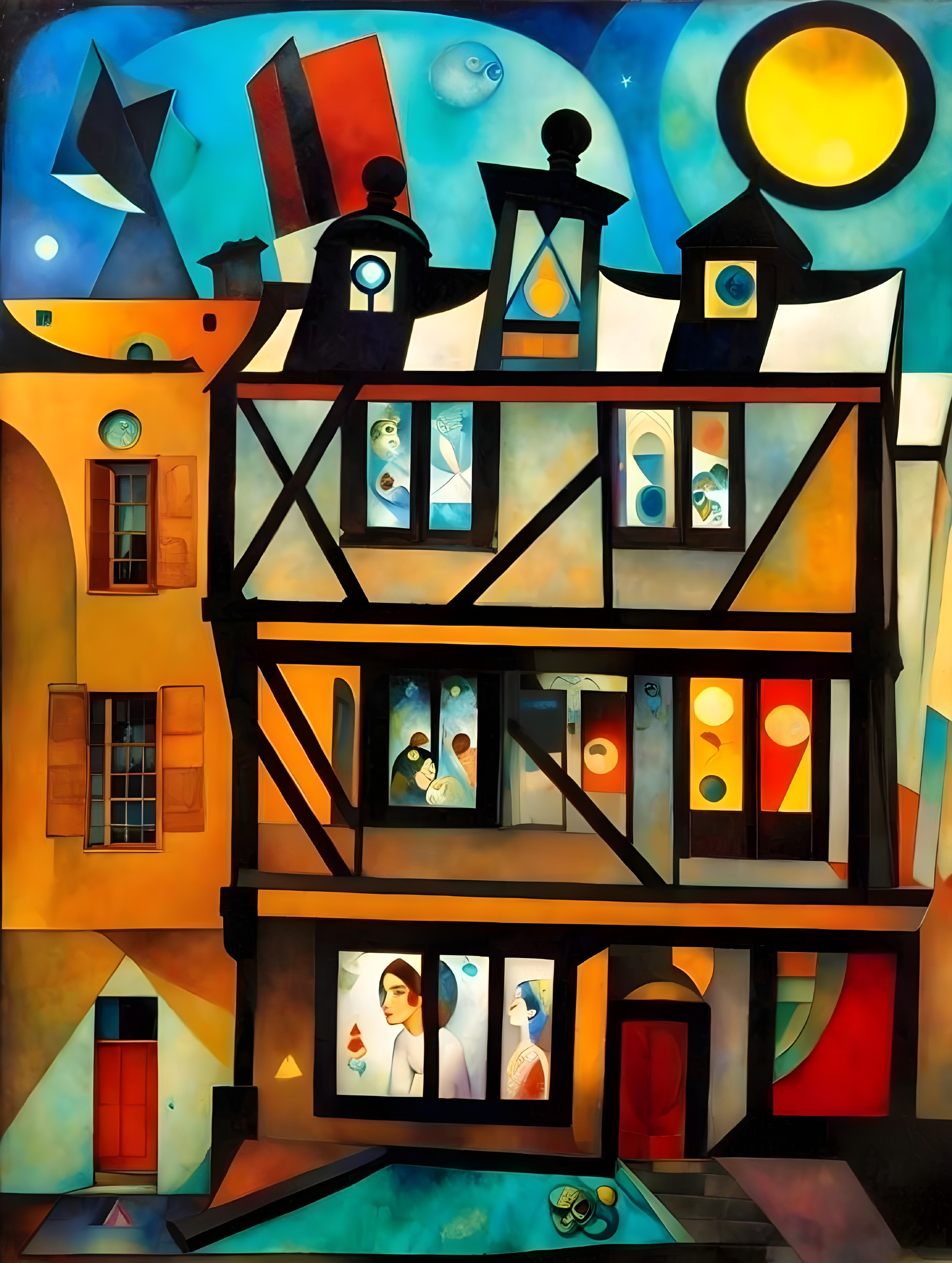 Vibrant Abstract Building with Colorful Facade