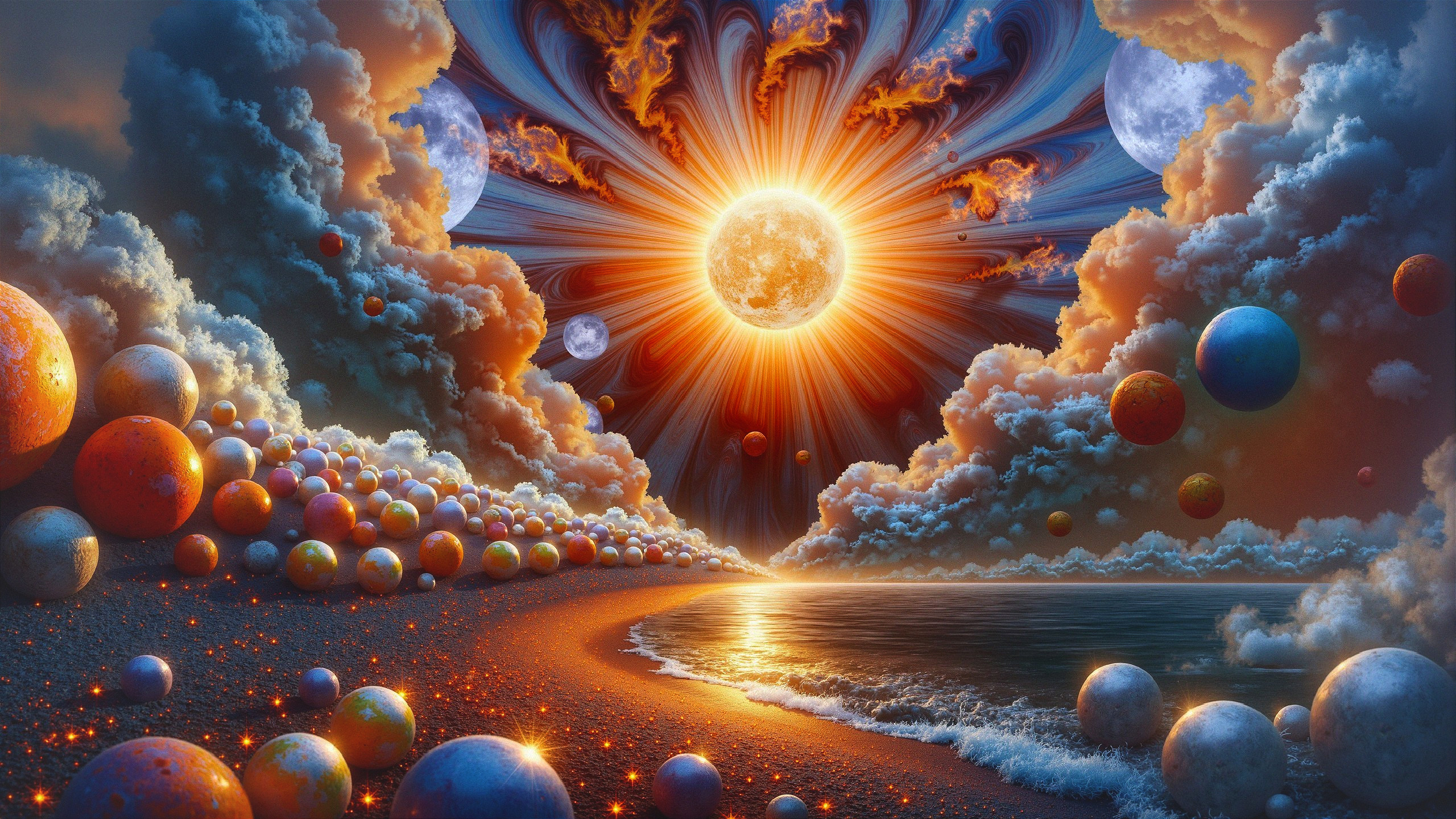 Cosmic Landscape at Sunset with Vibrant Colors