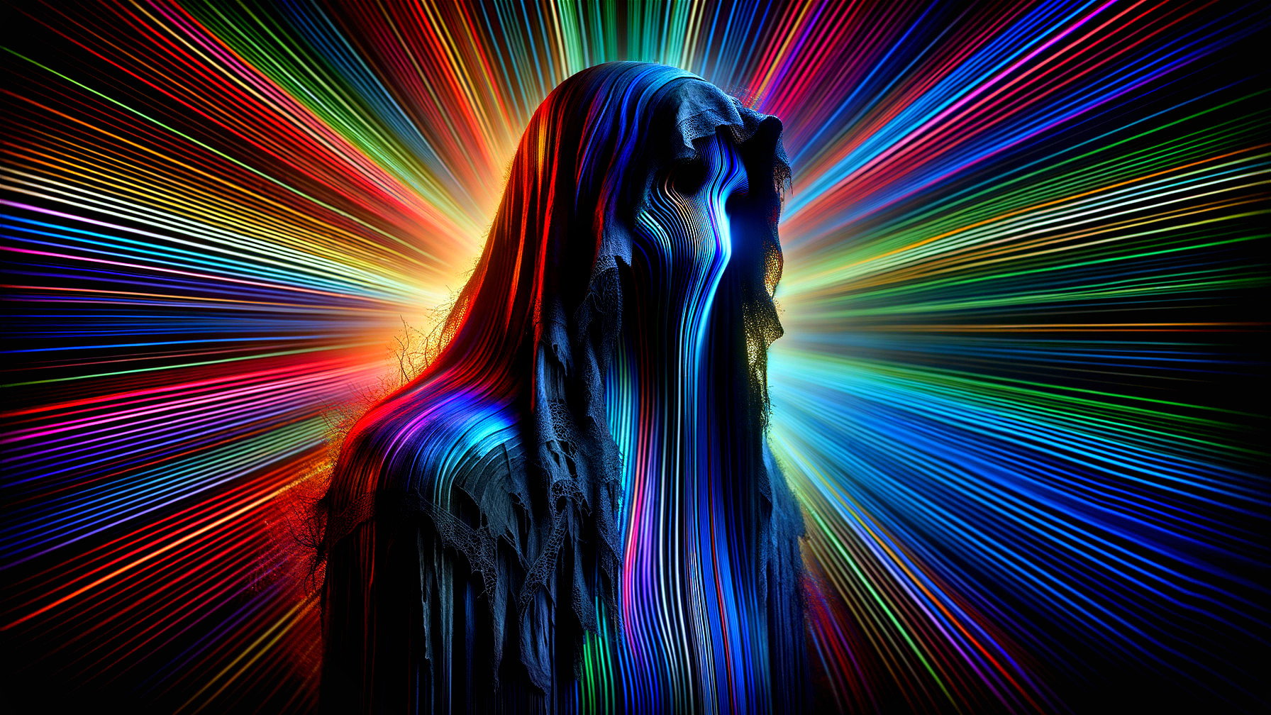 Dark Figure Against Vibrant Colorful Background