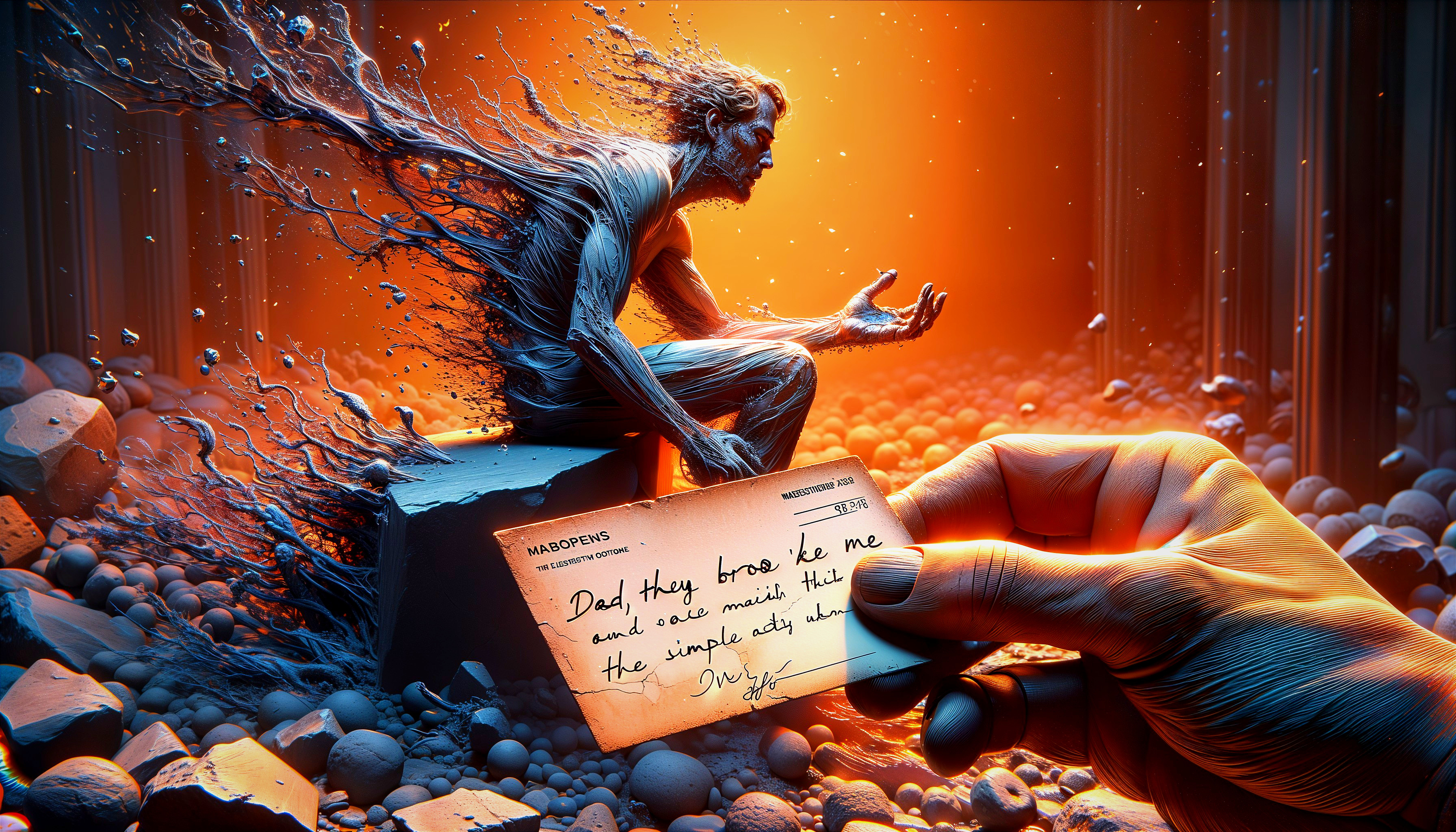 Surreal Scene of Contemplation and Emotional Depth