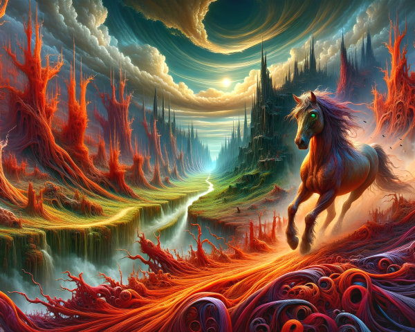Surreal Landscape with Vibrant Colors and River