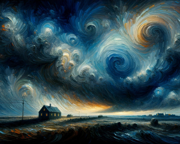 Vibrant Night Sky Over Serene Landscape and House