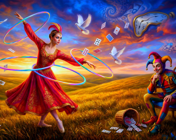 Hyperrealistic Fantasy Painting of a Dancing Woman