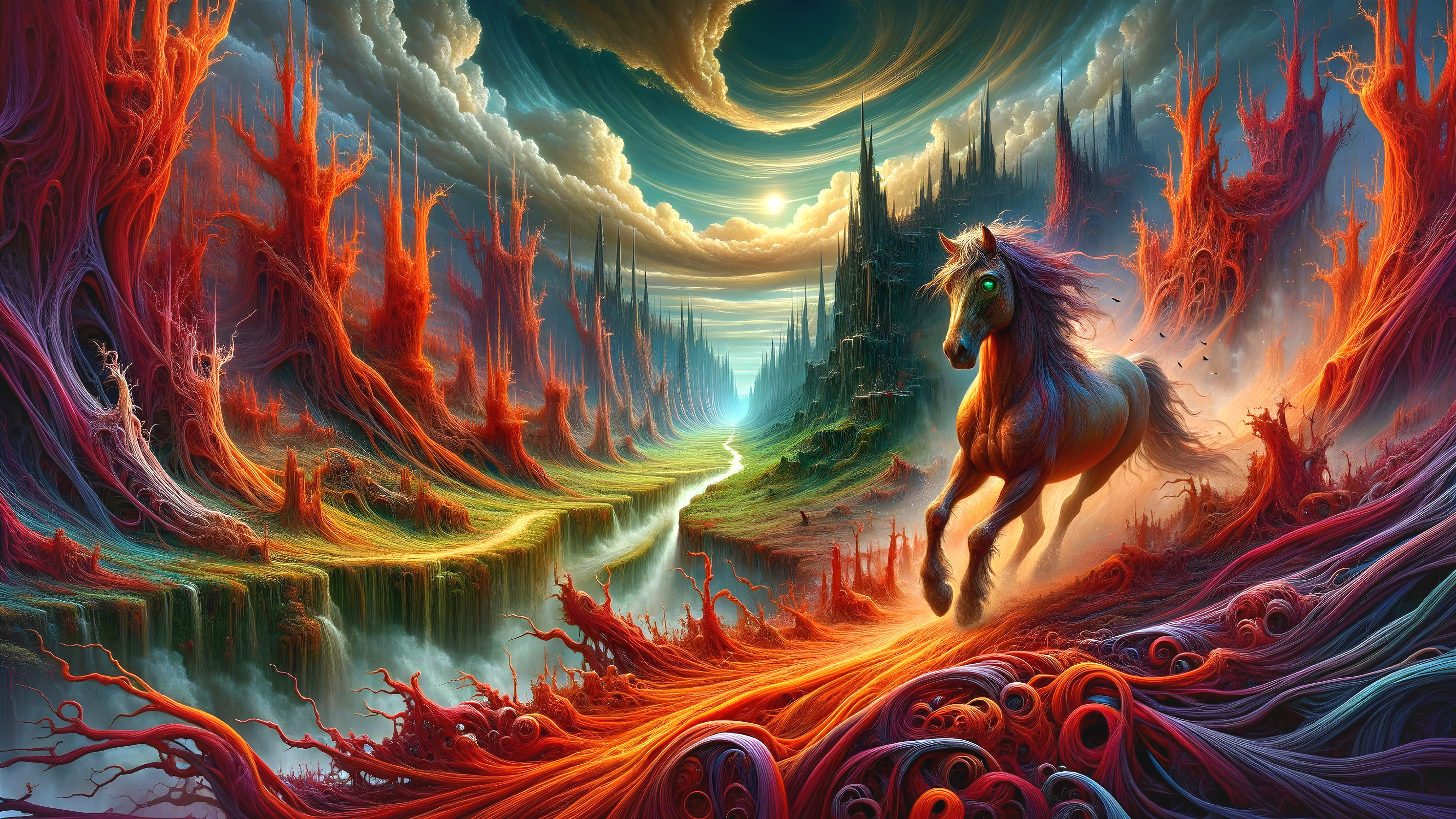 Surreal Landscape with Vibrant Colors and River