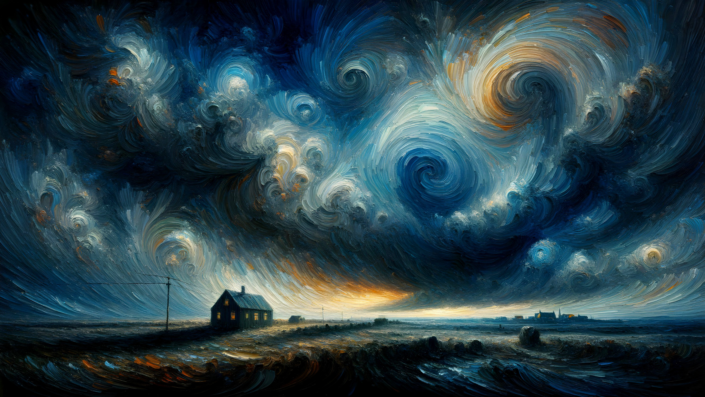 Vibrant Night Sky Over Serene Landscape and House