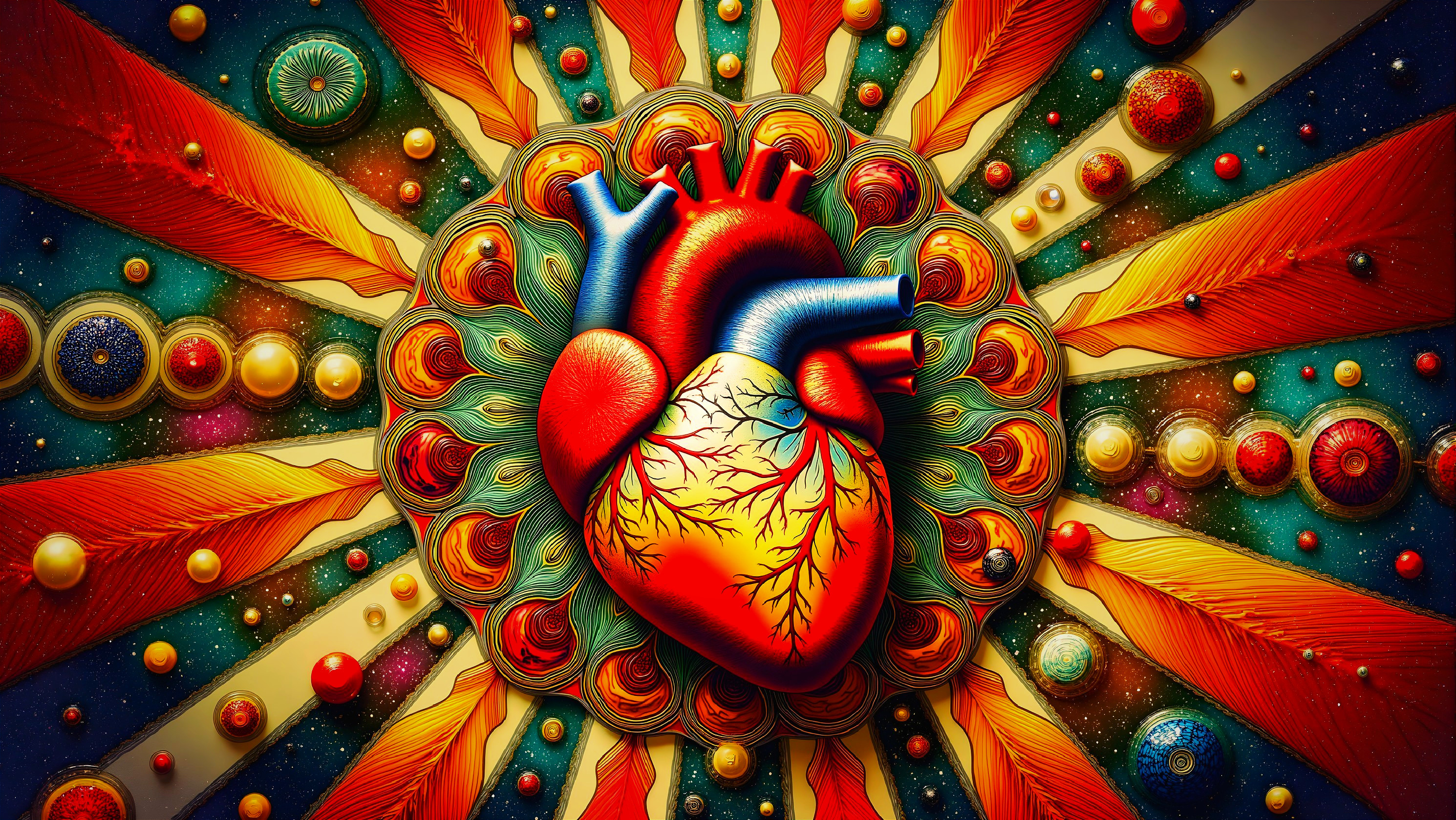 Intricate Heart Illustration with Colorful Patterns