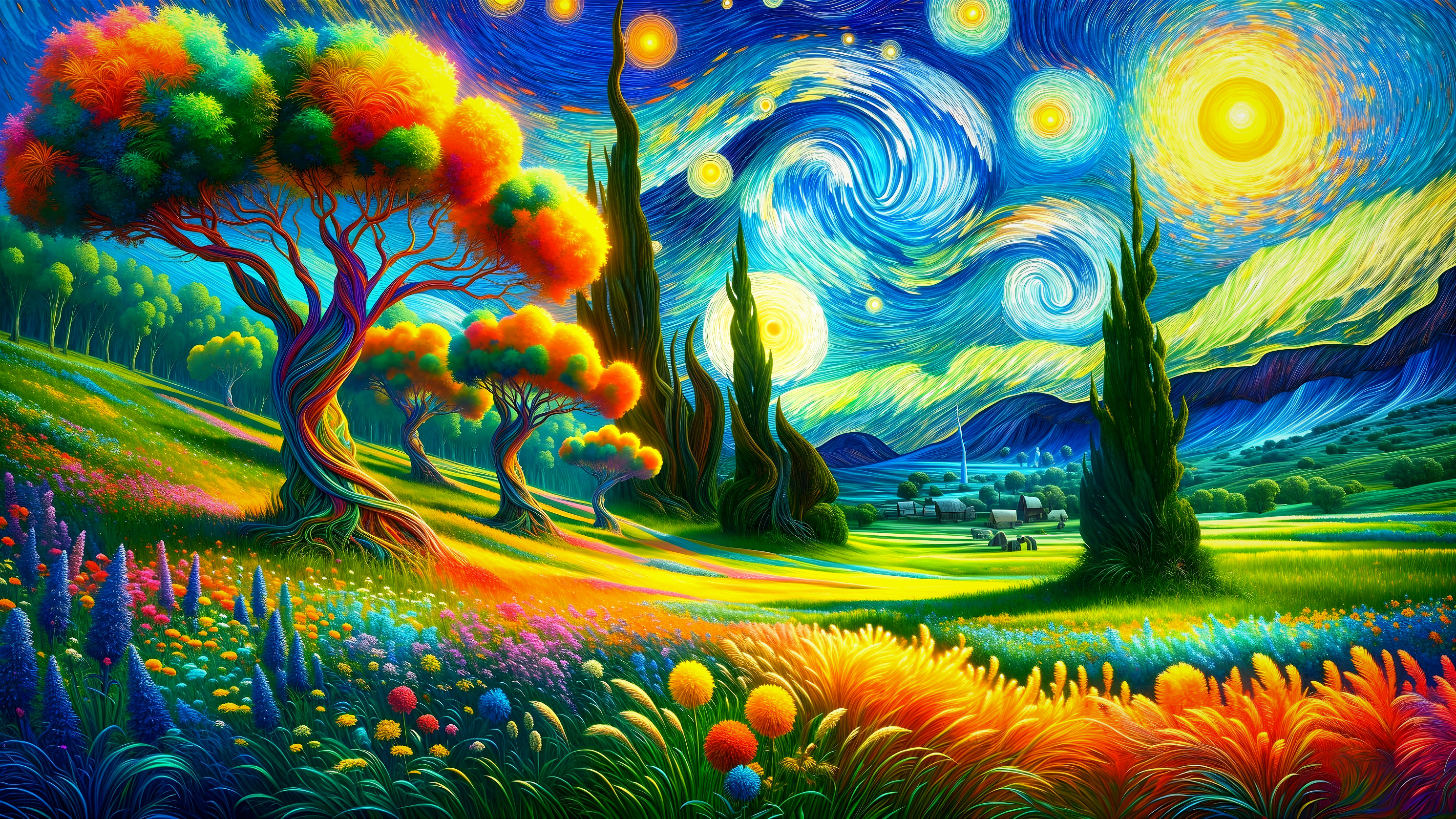 Vibrant Colorful Landscape with Dreamlike Atmosphere