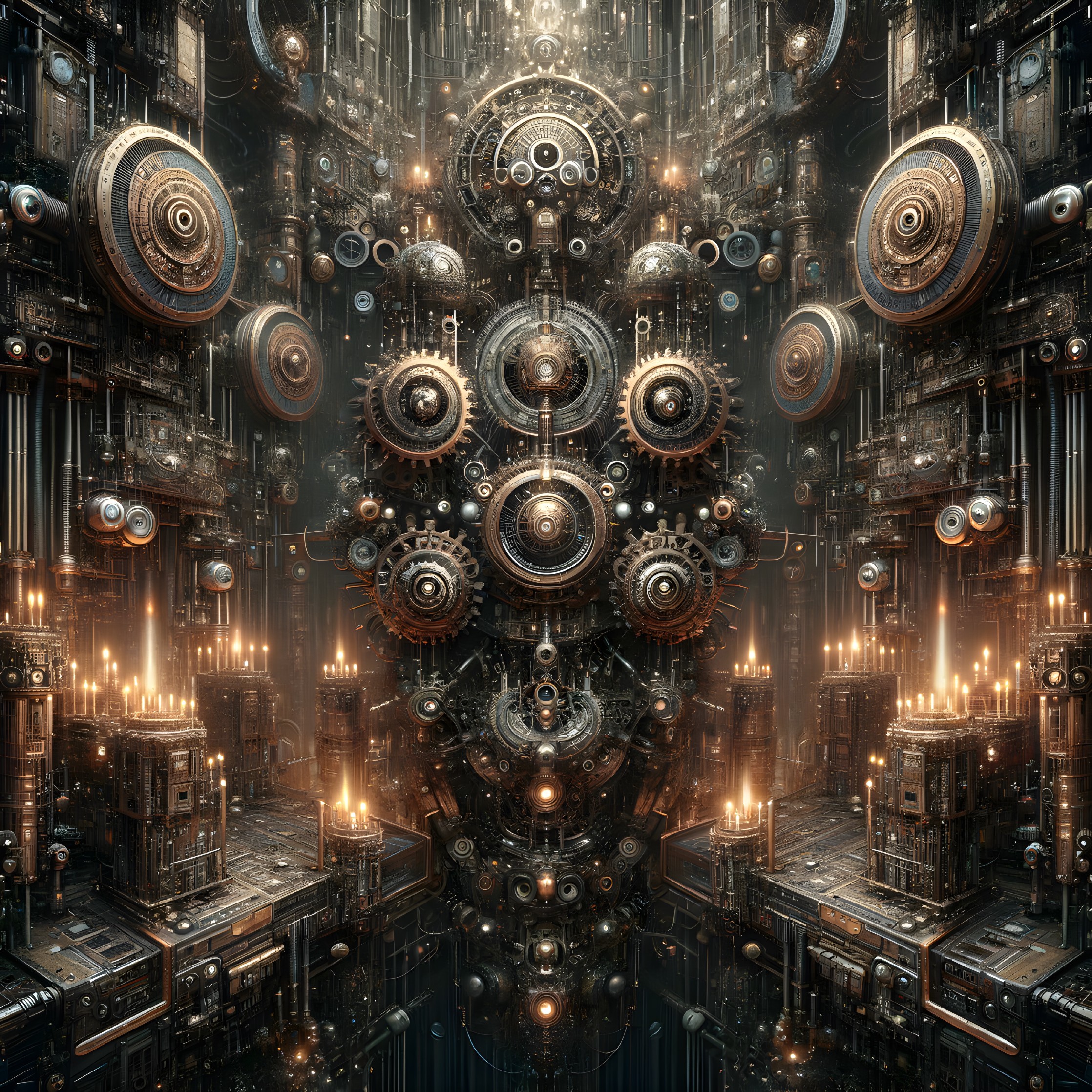 Intricate Steampunk Mechanical Face Design with Gears