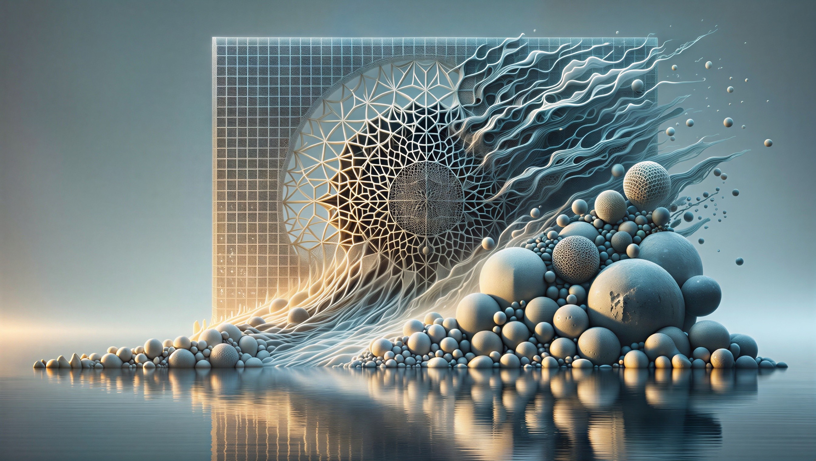 Surreal Landscape with Geometric and Organic Elements