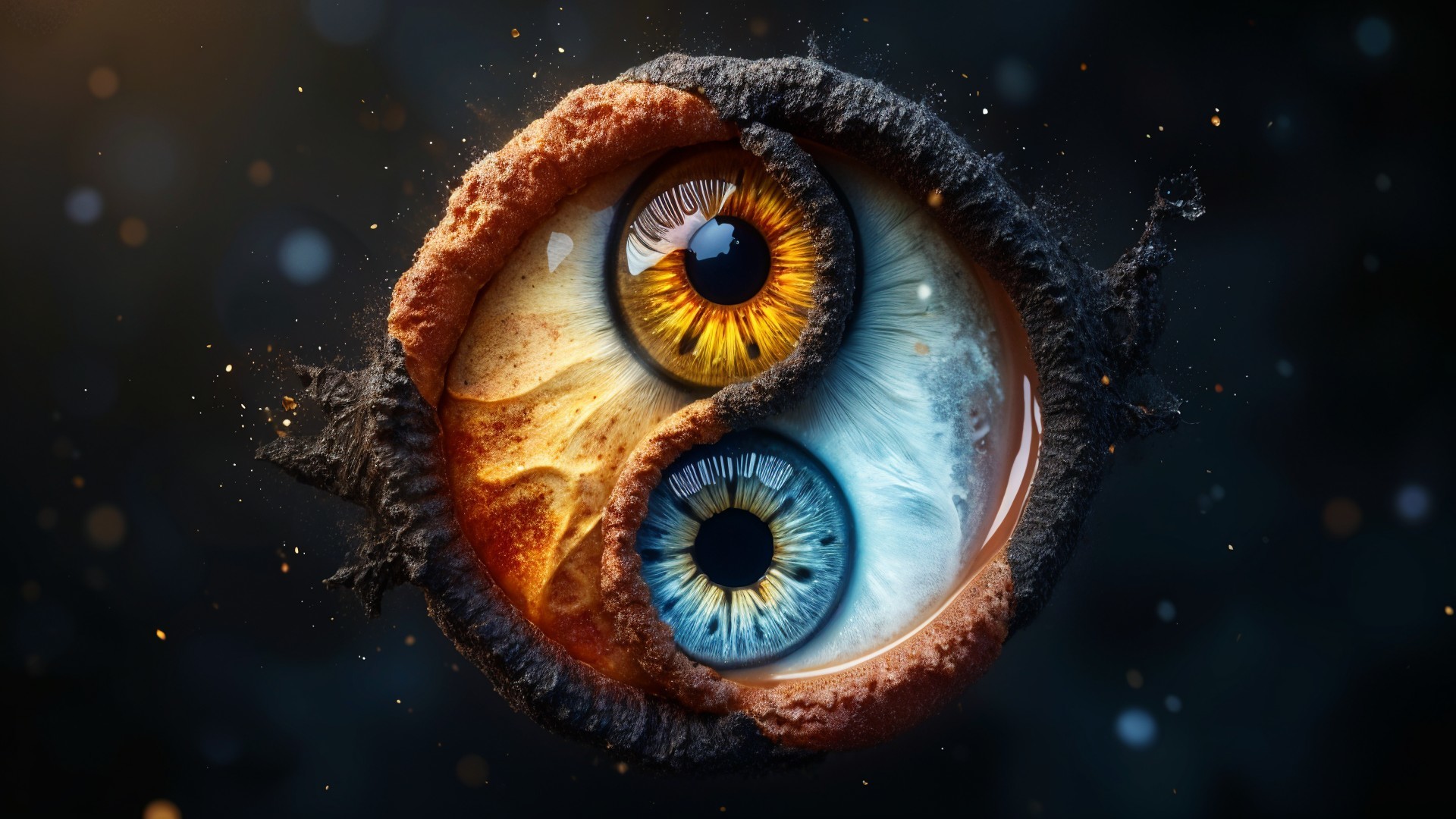 Yin-Yang Symbol with Elemental Eye Colors