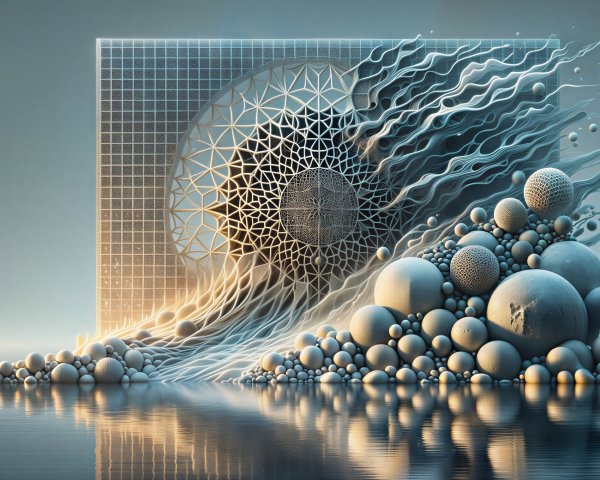 Surreal Landscape with Geometric and Organic Elements