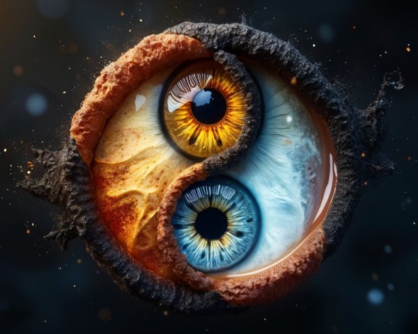 Yin-Yang Symbol with Elemental Eye Colors