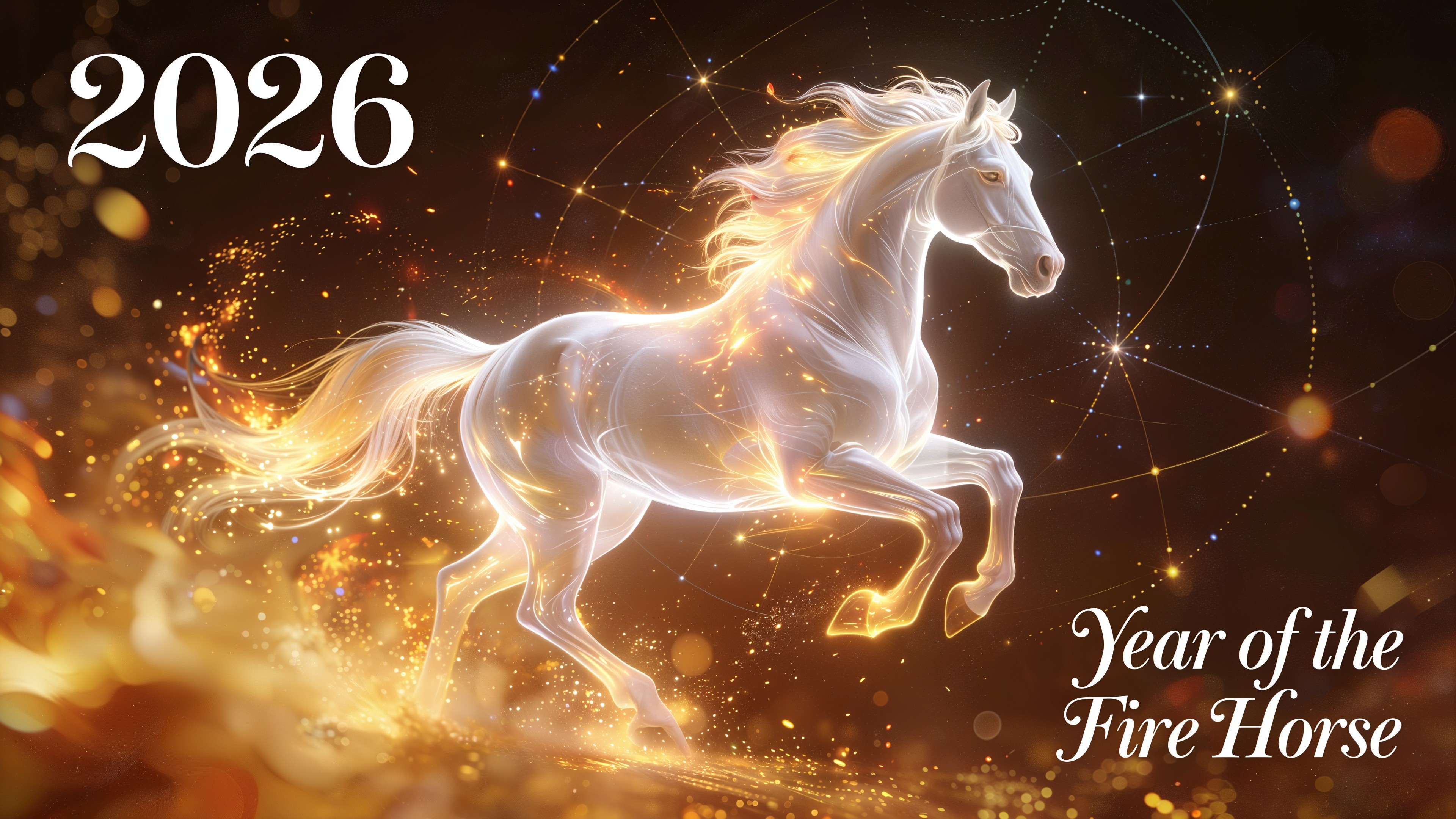 2026 Year of the Fire Horse with Cosmic Background