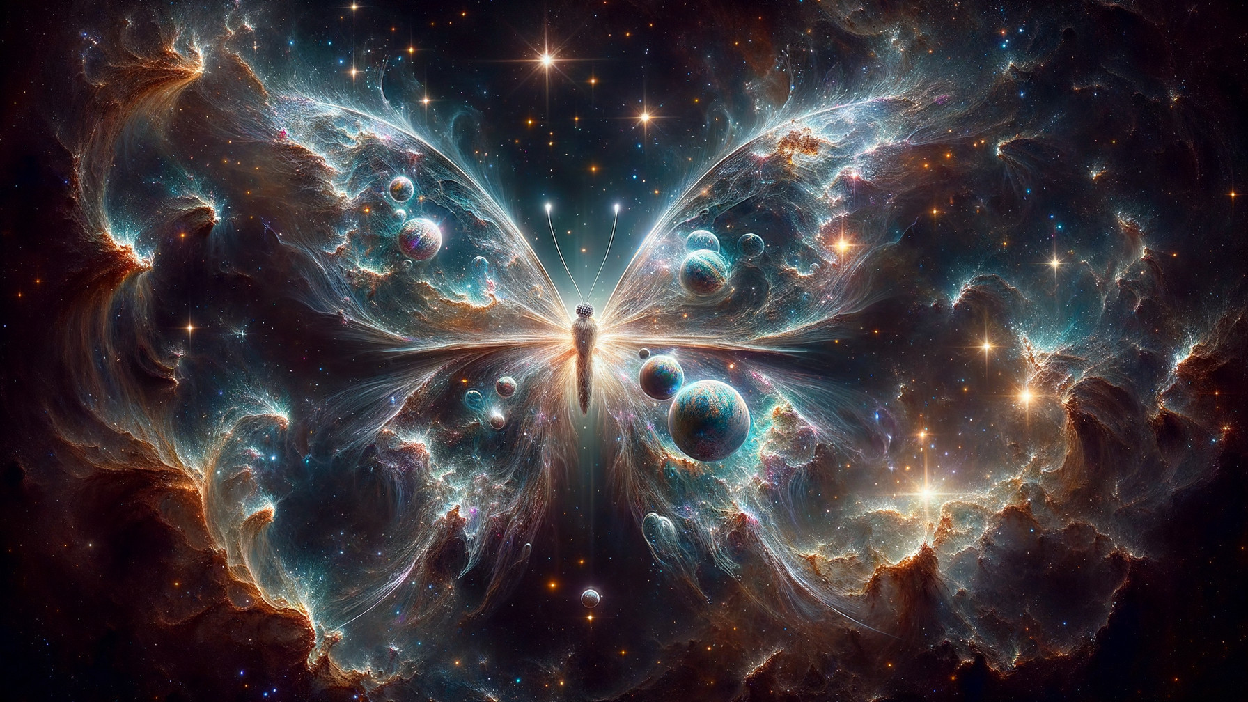 Surreal Cosmic Scene with Galaxy Butterfly and Colors