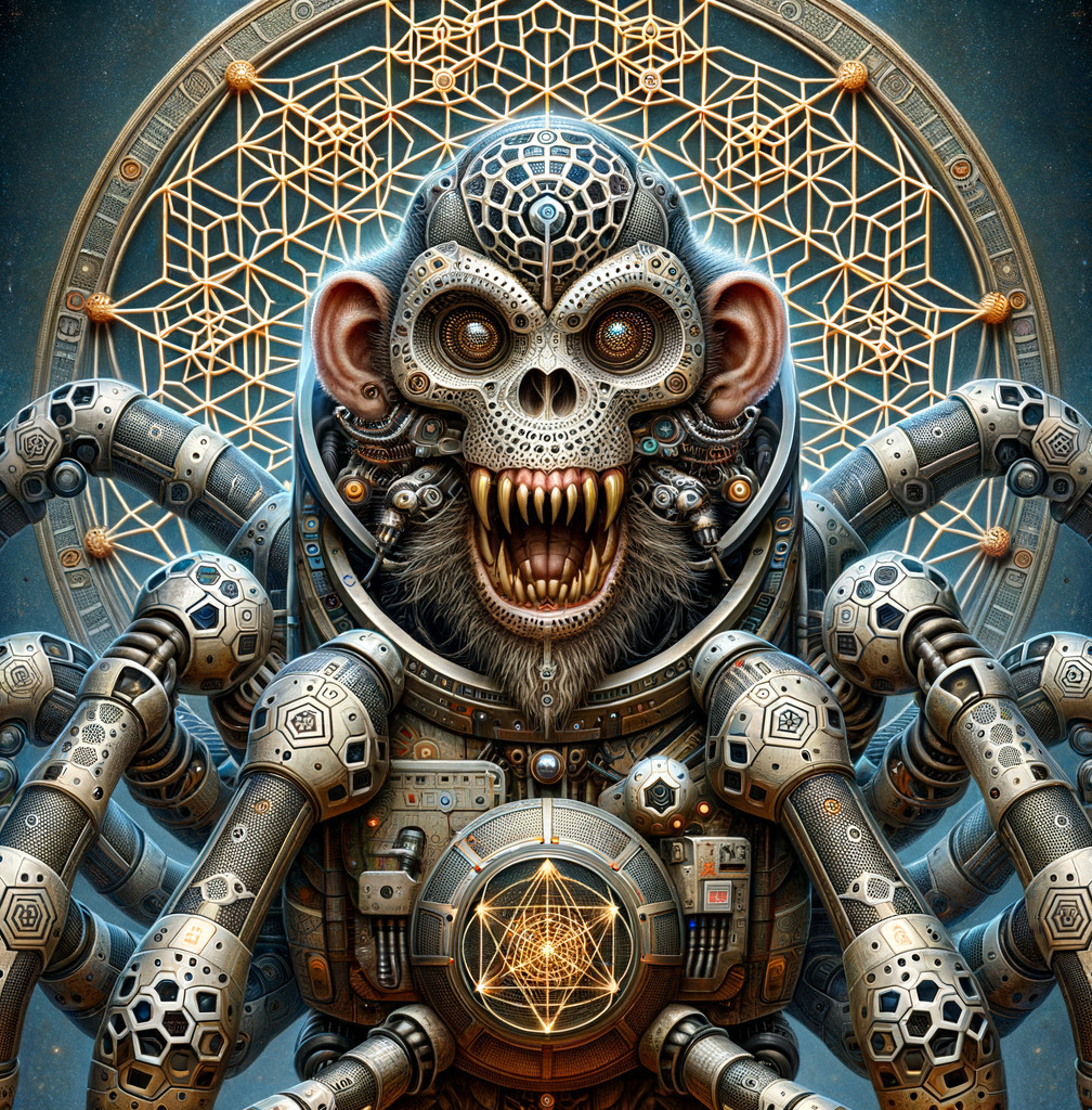 Digital Painting of a Skull-Faced Monkey in Steampunk Style
