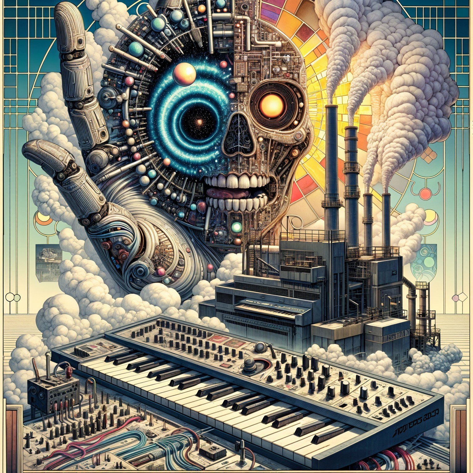 Surreal Fusion of Technology and Nature Elements