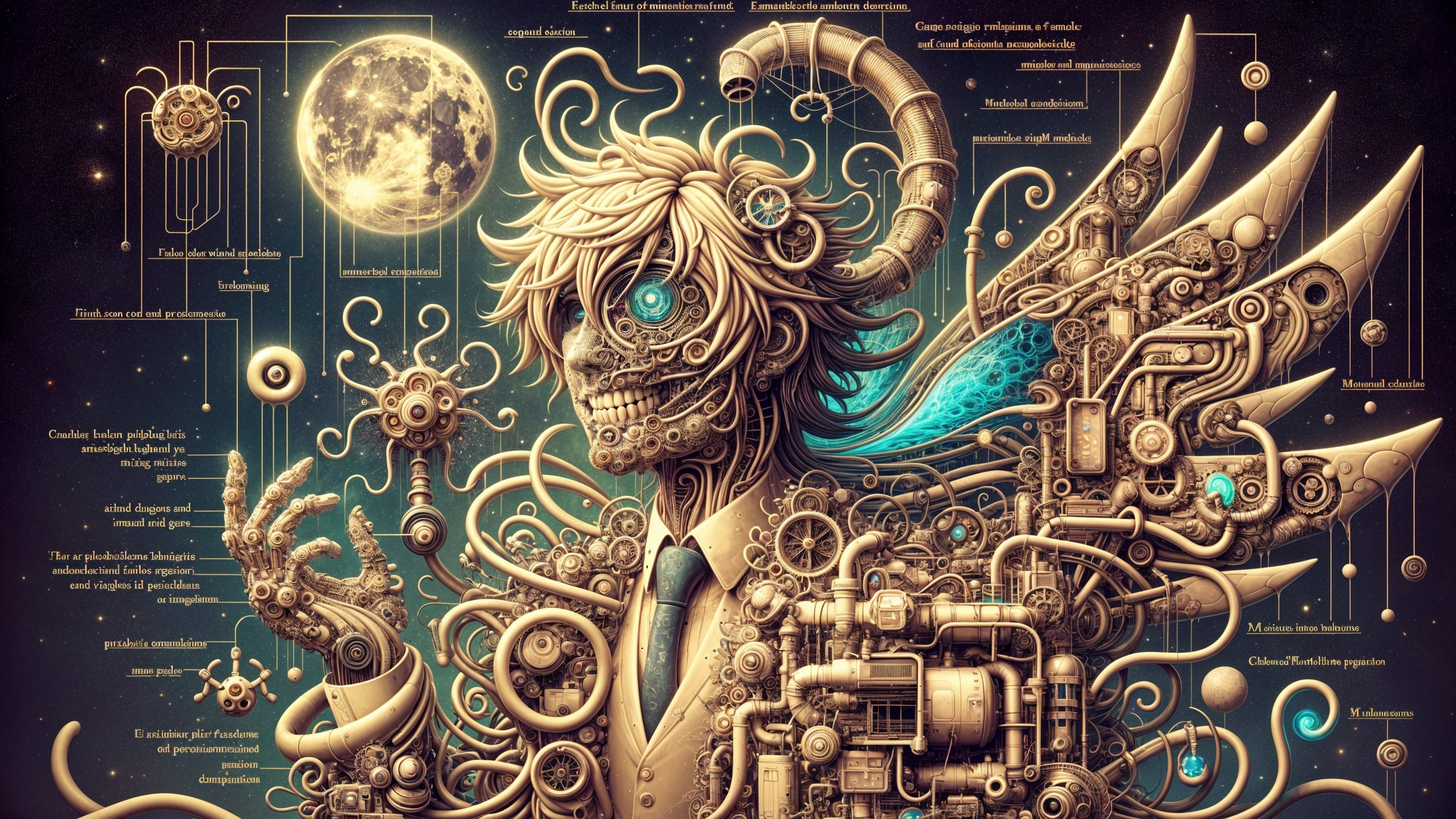 Humanoid Figure Merging Organic and Robotic Elements