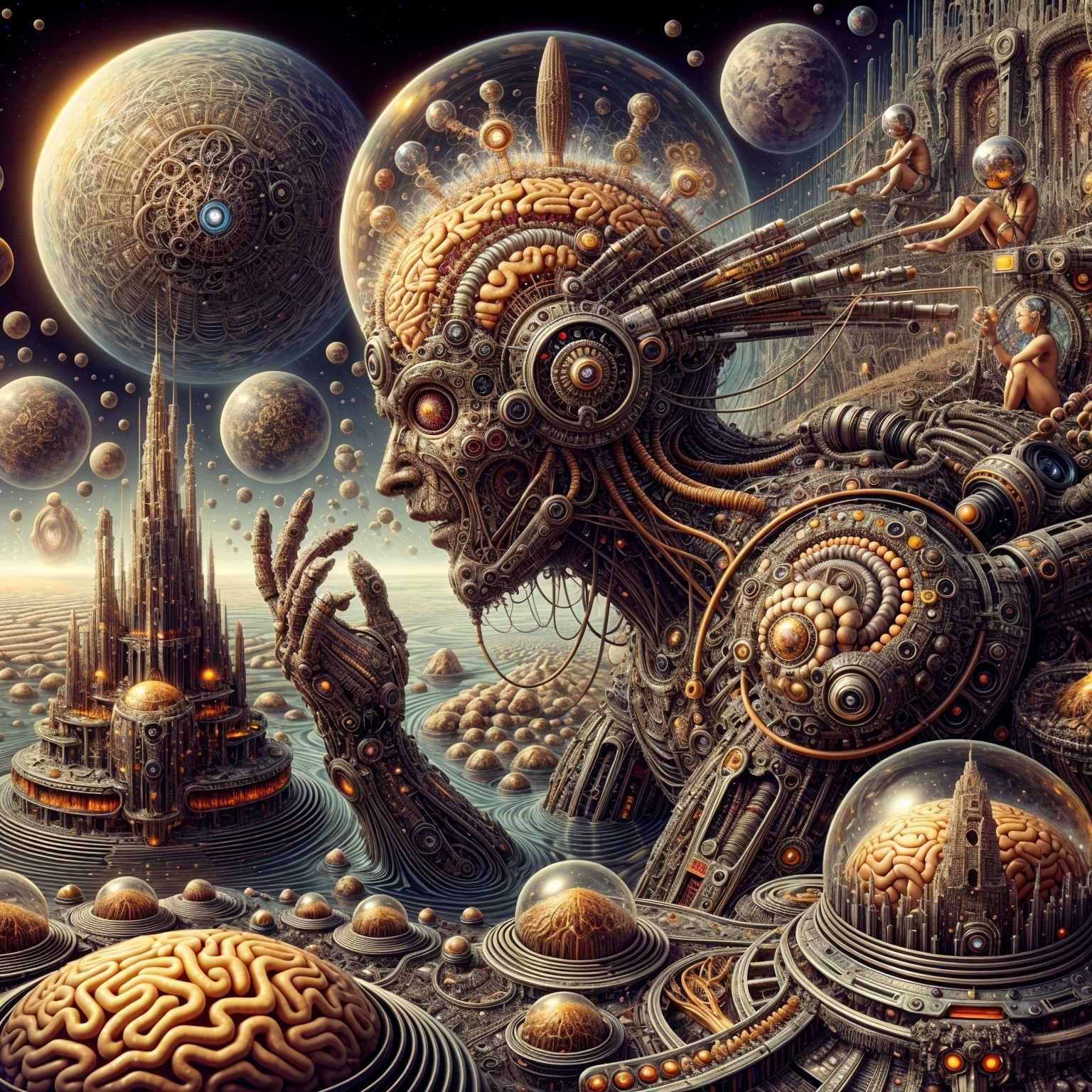Surreal Steampunk Digital Painting of a Giant Robot