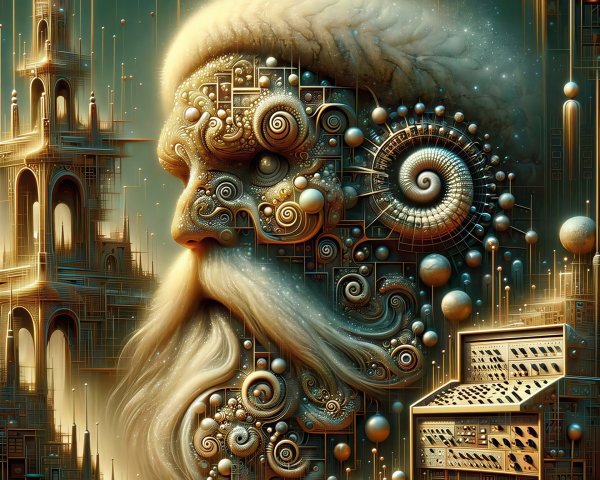 Majestic Bearded Man in Futuristic Digital Art