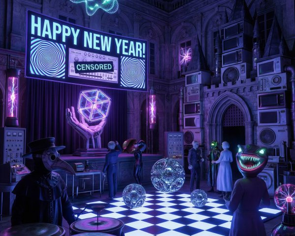 Surreal Indoor New Year's Eve Party in Gothic Hall