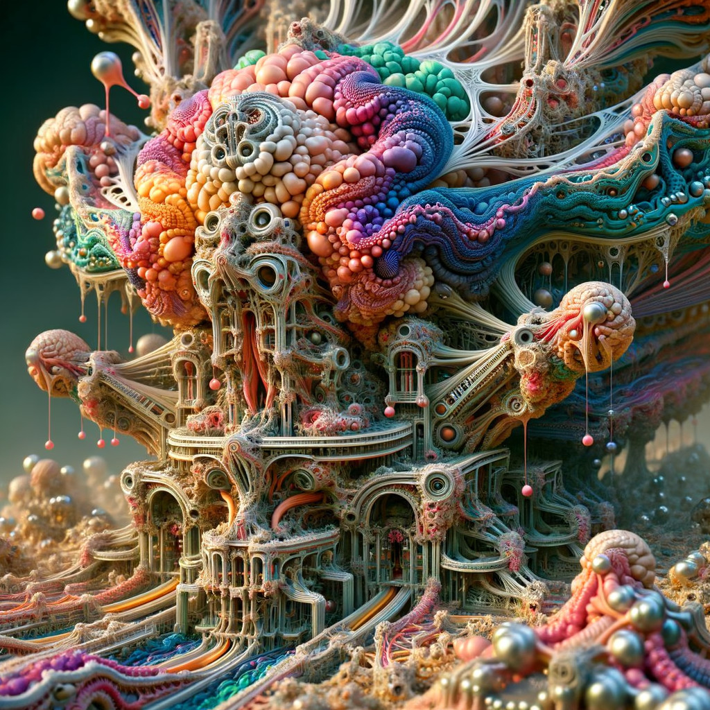 Surreal Macro Shot of Colorful Mushroom Structure