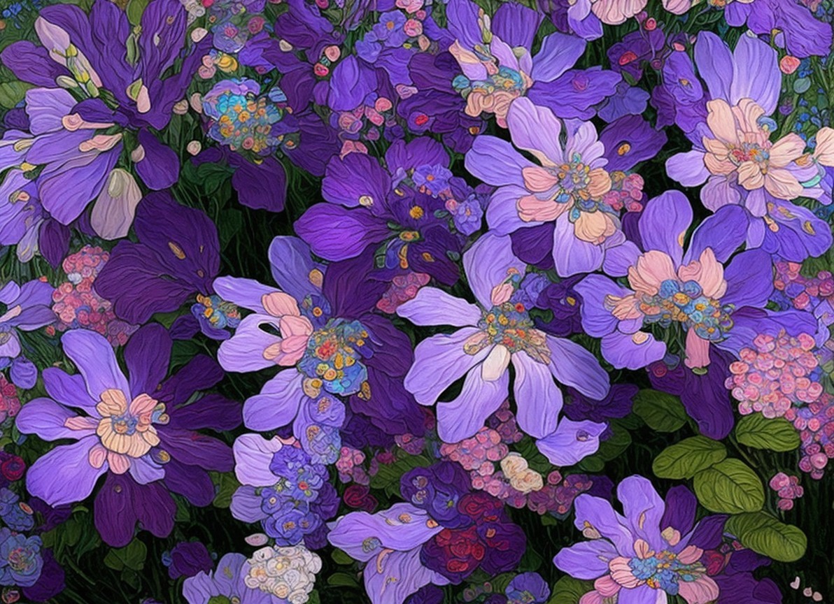 Vibrant Purple and Pink Flower Arrangement Description