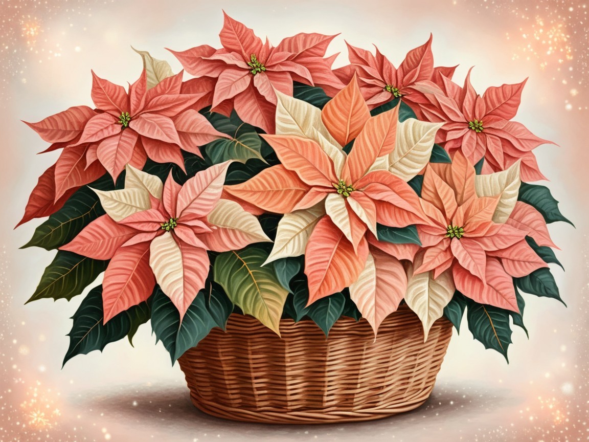 Vibrant Poinsettia Arrangement in Woven Basket