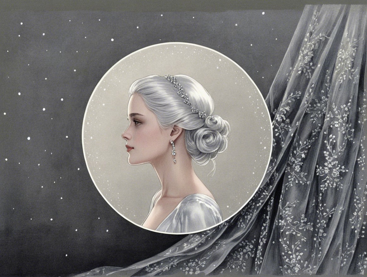 Elegant Woman with Silver Hair in Mystical Setting