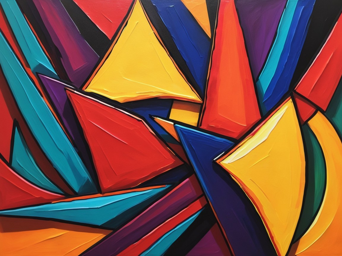 Abstract Composition of Bold Shapes in Vibrant Colors