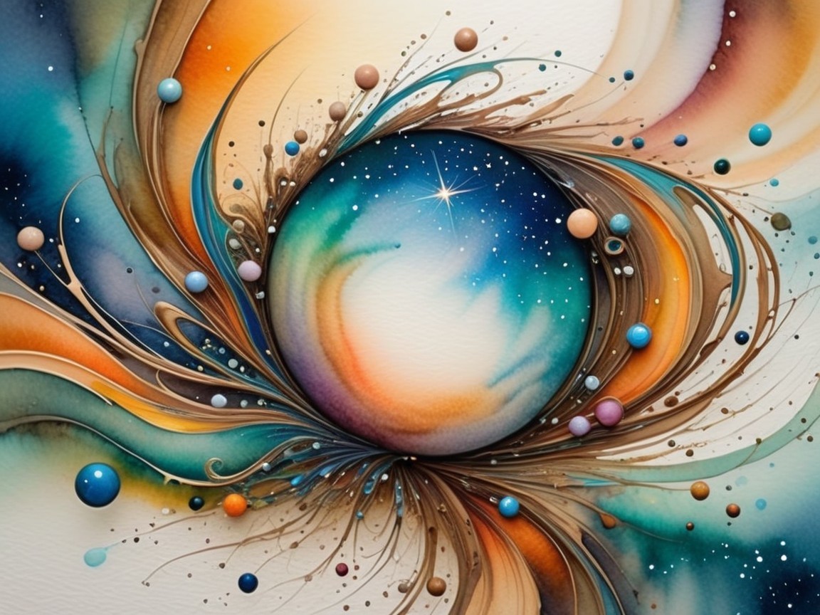 Detailed Close-Up of a Colorful Nebula Art Form