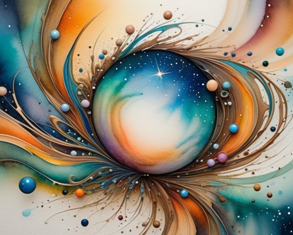 Detailed Close-Up of a Colorful Nebula Art Form