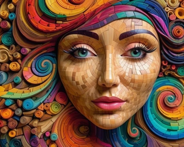 Vibrant Artistic Representation of a Woman's Face
