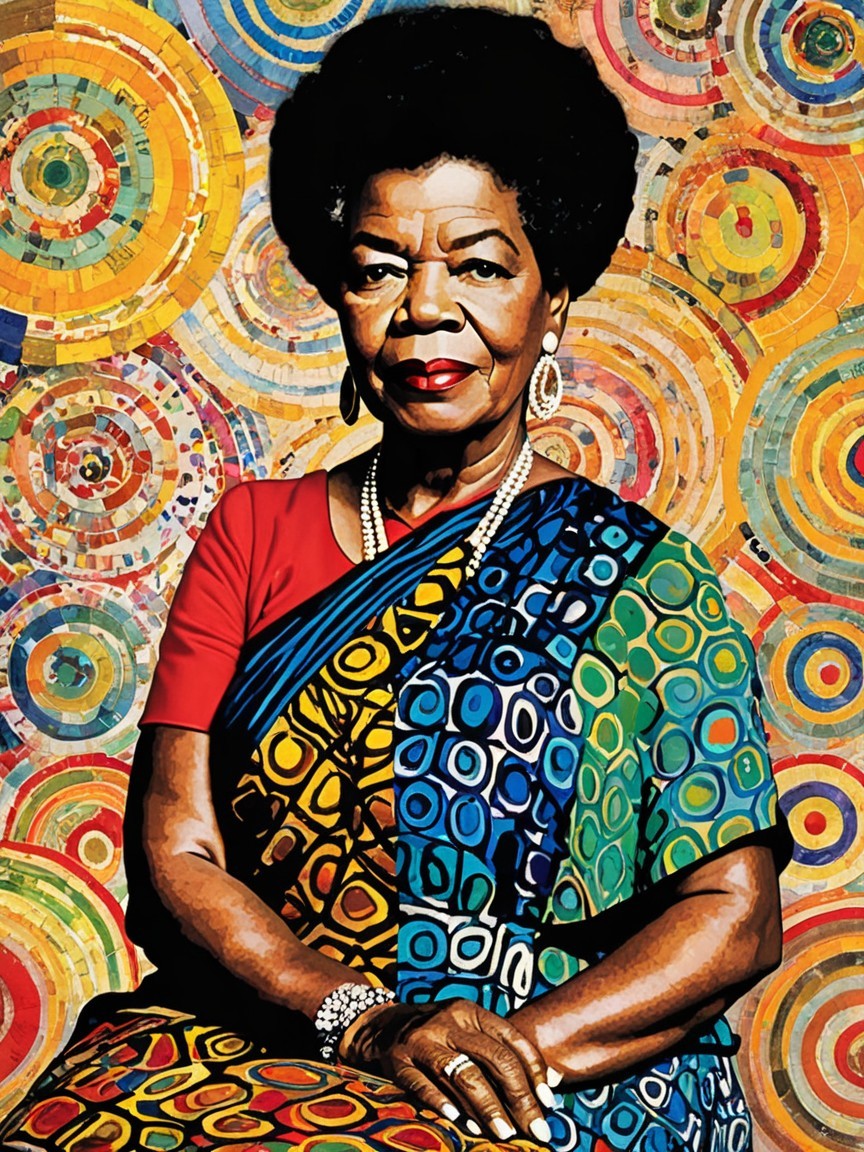 Dignified Woman in Colorful Garment with Patterns