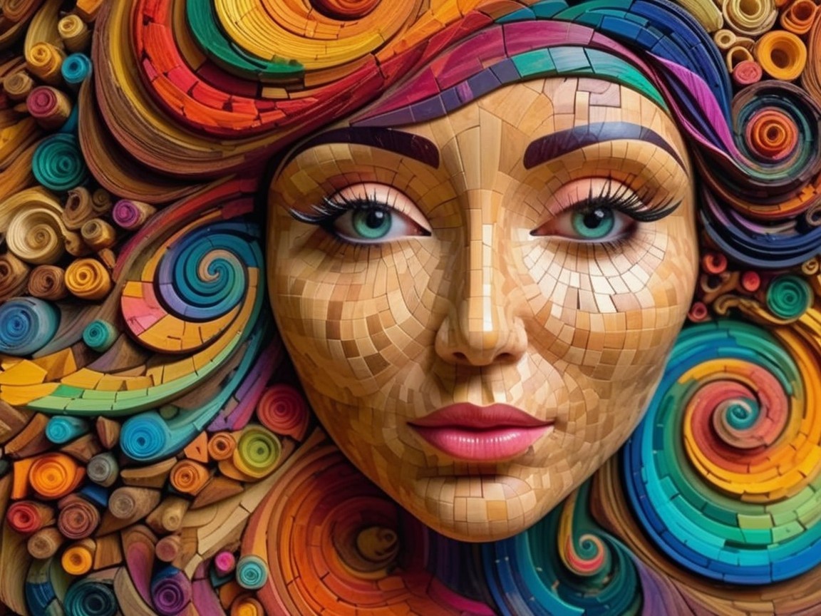 Vibrant Artistic Representation of a Woman's Face