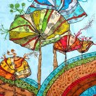 Abstract Oil Painting Featuring Blue and White Shapes