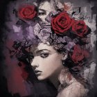 Digital Painting of Woman with Red Eyes and Glass Hair