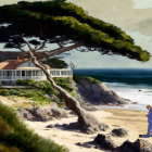 Coastal Scene with House and Solitary Figure