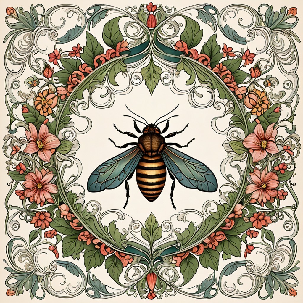 Intricate Circular Design Featuring a Central Bee