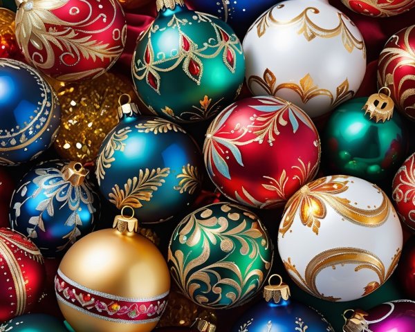Vibrant Christmas Ornaments in Rich Colors and Designs
