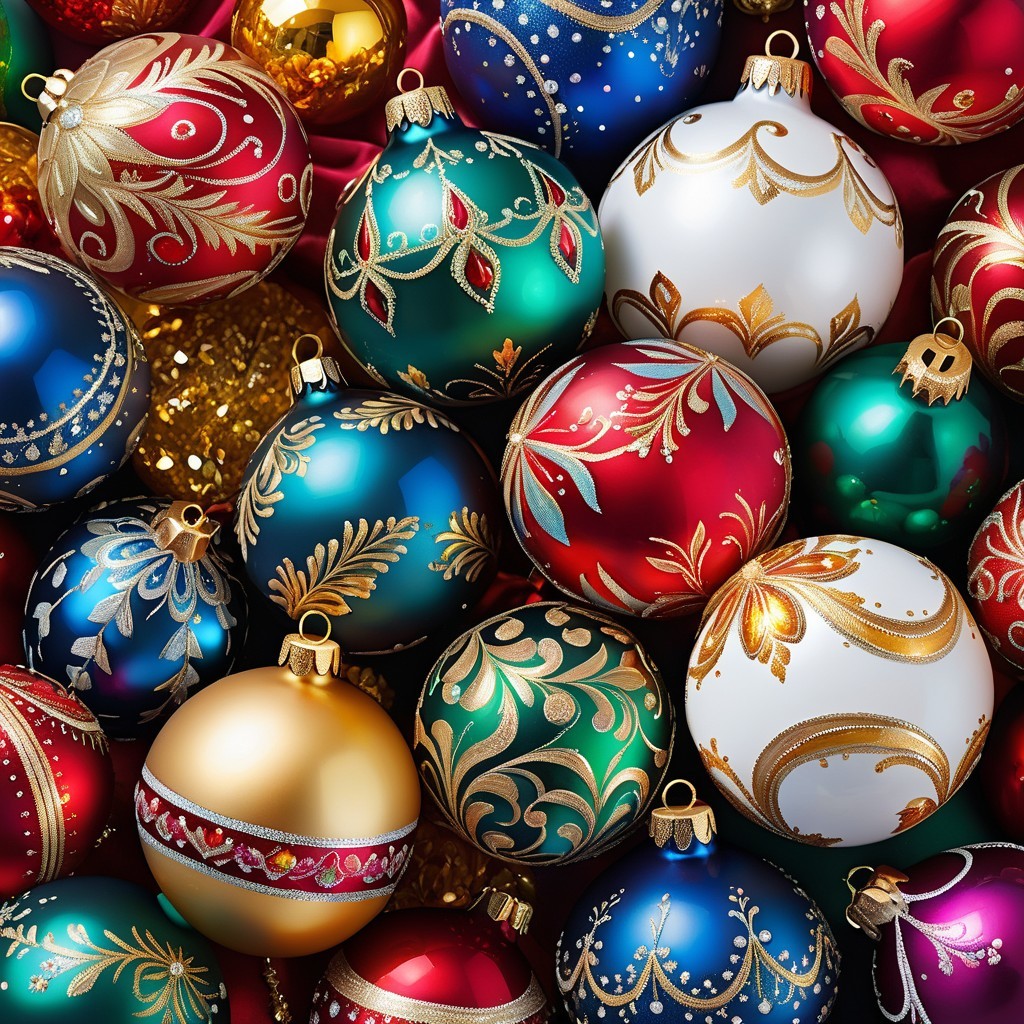Vibrant Christmas Ornaments in Rich Colors and Designs