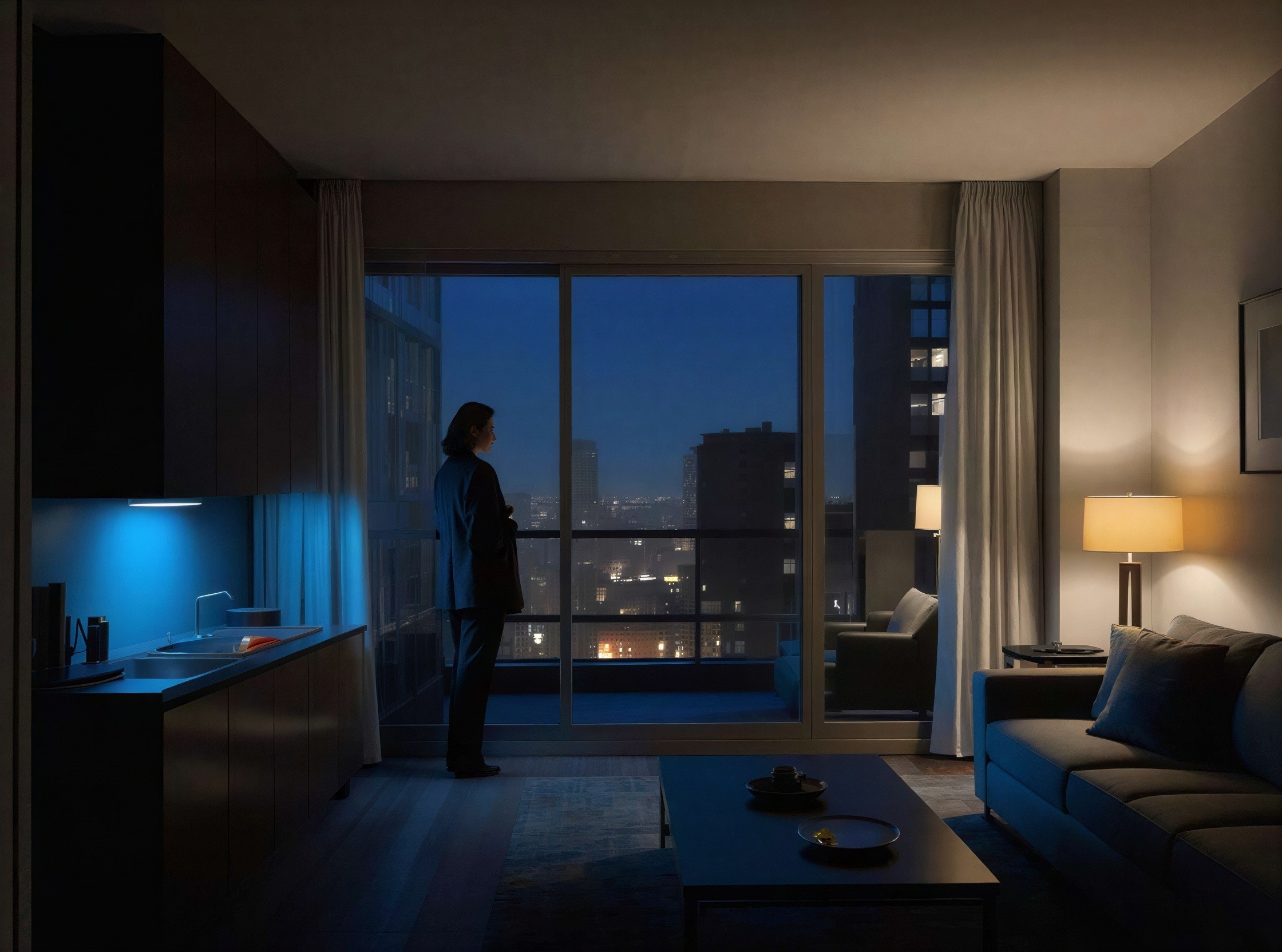 Luxurious Modern Apartment Interior at Night