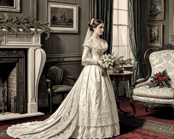 Elegant Vintage Wedding Scene in Cozy Parlor