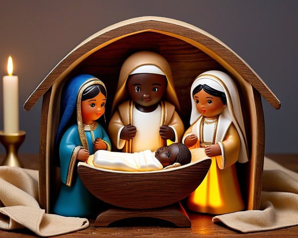Intricately Designed Nativity Scene with Warm Colors
