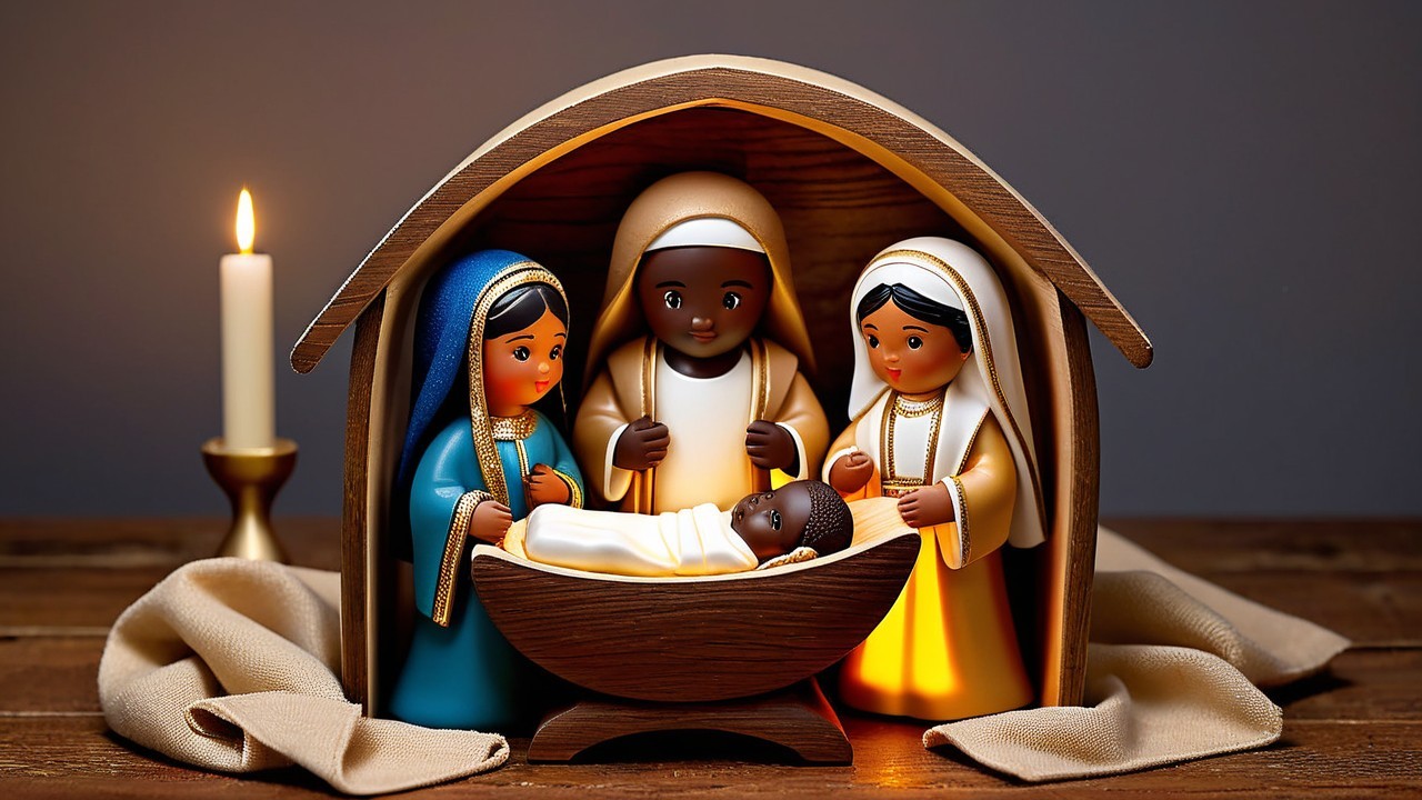 Intricately Designed Nativity Scene with Warm Colors