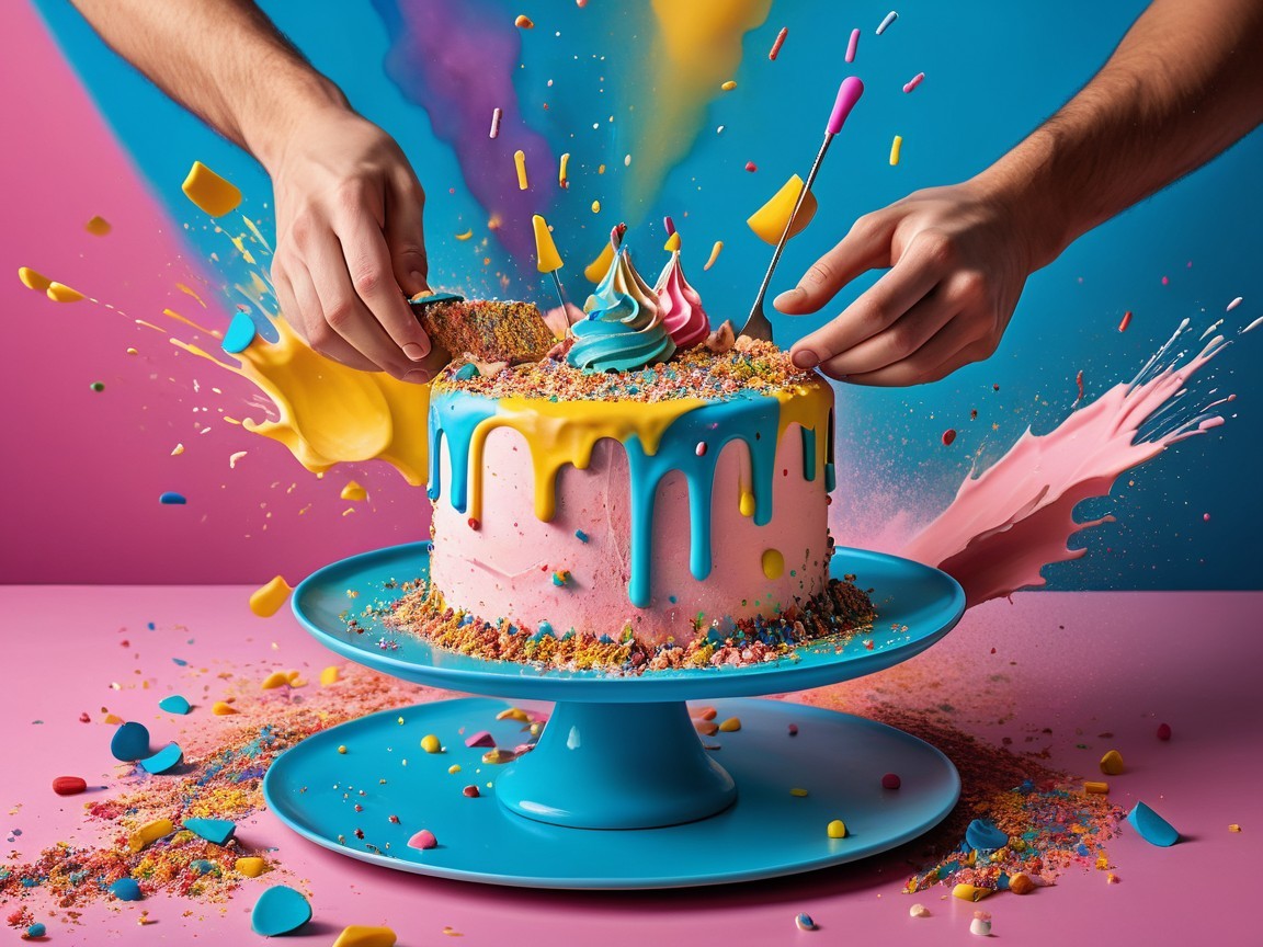 Vibrant Birthday Cake with Colorful Decorations
