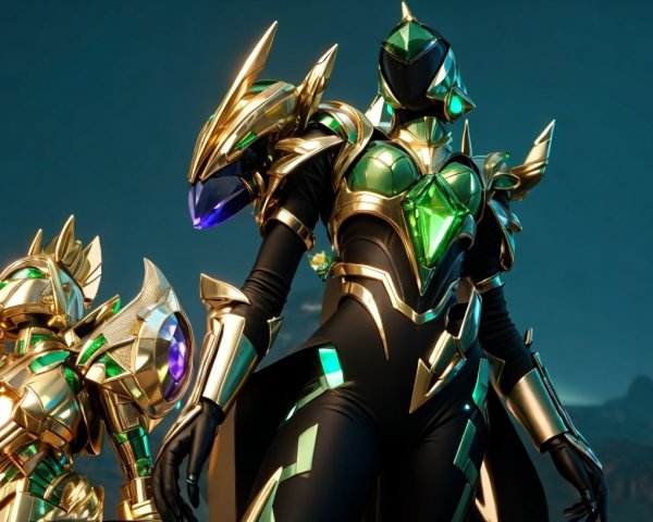 Detailed Humanoid Figures in Dark Teal Landscape