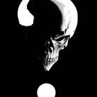 Menacing Skull with Red Eyes on Black Background
