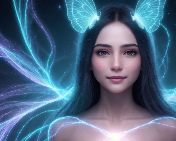 Serene Young Woman Surrounded by Ethereal Light